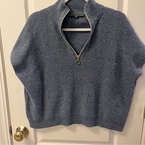 Elliott Lauren Women's Boxy Sweater Blue Half Zip Size Small